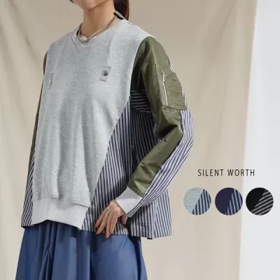 【2026新作】ストライプ切替プルオーバー(n)