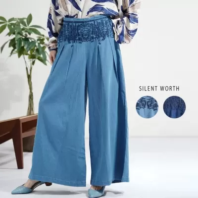 【2026新作】タックフレア刺繍デニムパンツ(n)