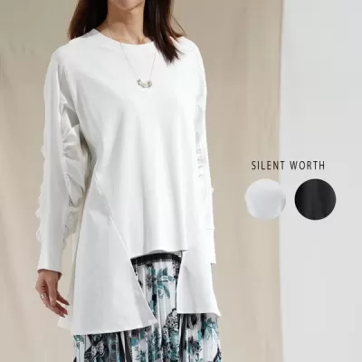 【2025新作】袖シャーリングロングテールプルオーバー(n)