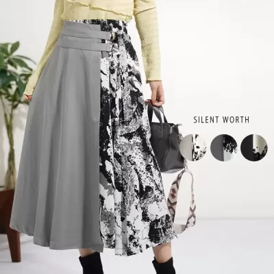 【新色追加】【2026新作】プリント切替ラップスカート(n)