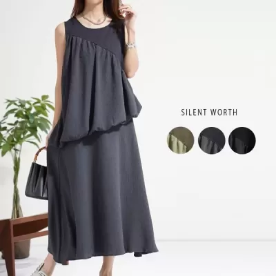 【2026新作】異素材切替バルーンワンピース(n)