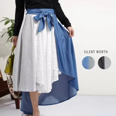 【2026新作】レース×デニムアシメスカート(n)