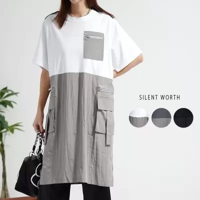 【2026新作】カーゴ風異素材切替ワンピース(n)