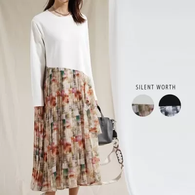 【2026新作】ぼかし柄アシメ切替ワンピース(n)