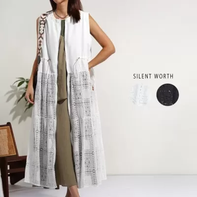 【2026新作】レース切替ティアードジレワンピース(n)