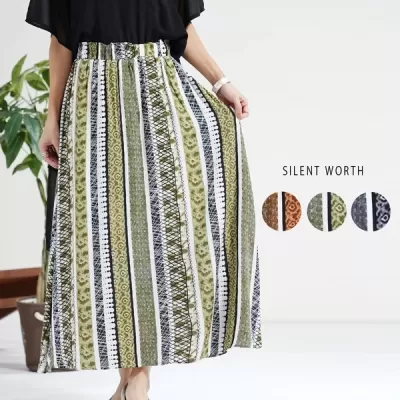 【2026新作】エスニックストライプフレアスカート(n)