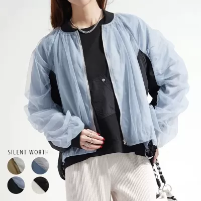 【2026新作】シャーリング配色切替ブルゾン(n)