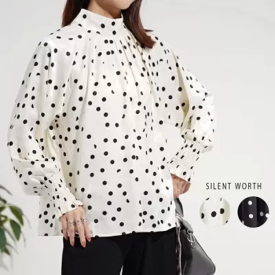 【2026新作】ドット柄タックプルオーバー(n)