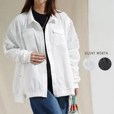 【2026新作】ジャカード切替ジップデザインジャケット(n)