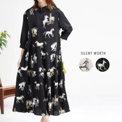 【2026新作】ホース柄アシメ切替ワンピース(n)
