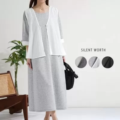 【2026新作】ベスト重ねデザインワンピース(n)