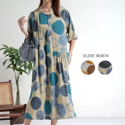 【2026新作】大判マルチドットギャザー切替ワンピース(n)