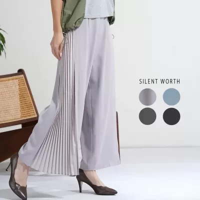 【2026新作】サイドプリーツ異素材切替パンツ(n)