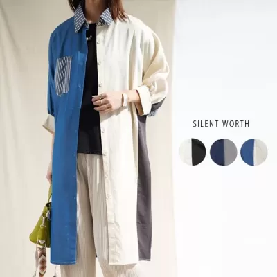 【2026新作】ブロッキングシャツワンピース(n)