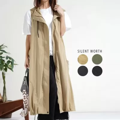 【2026新作】フード付ジップアップロングジレ(n)