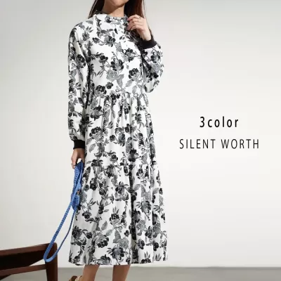 転写花柄ティアードワンピース♪