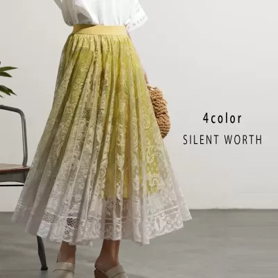 グラデパネル柄レーススカート♪