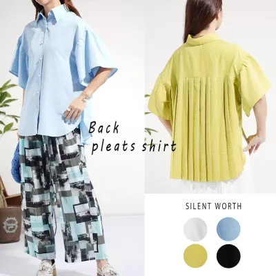 パールボタンバックプリーツシャツ♪