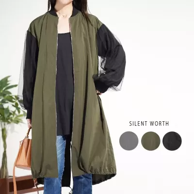 【2025新作】袖配色ロングブルゾン♪