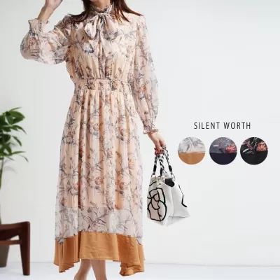 【2026新作】総柄ブラウジングワンピース♪