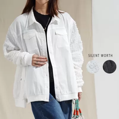 【2026新作】ジャカード切替ジップデザインジャケット♪