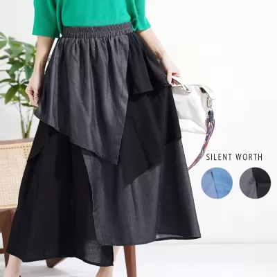 【2026新作】異素材アシメレイヤードスカート♪