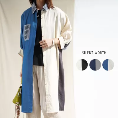 【2026新作】ブロッキングシャツワンピース♪