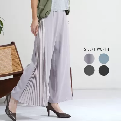 【2026新作】サイドプリーツ異素材切替パンツ♪