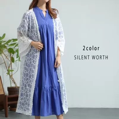 花柄刺繍チュールロングカーデ♪