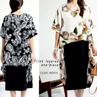 プリントレイヤードワンピース♪