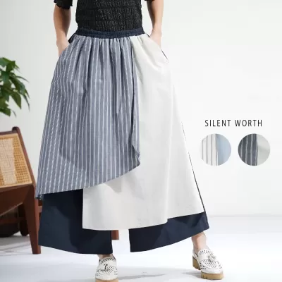 【2026新作】ストライプレイヤード配色パンツ♪